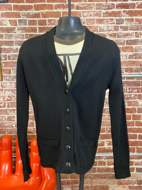 70s Men’s Black Cardigan Sweater
