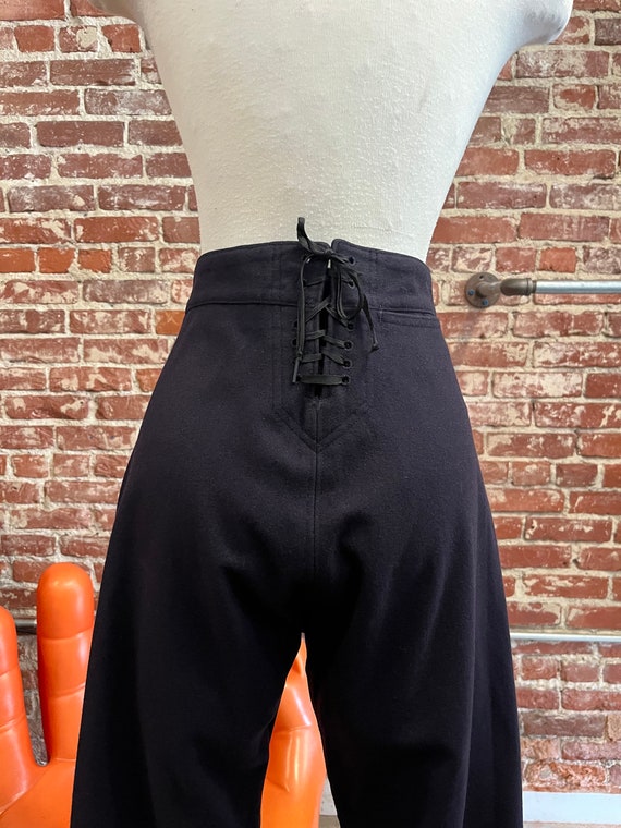 70s Ultra High Waist Wool Midnight Blue Nautical … - image 5