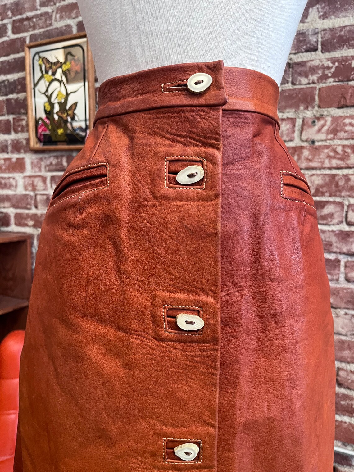Orange Leather Skirt main image 1