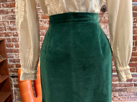 70s 100% Cotton Velvet Long Maxi Skirt - image 3