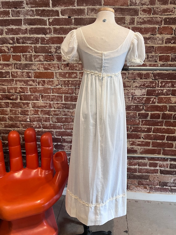 70s Swiss Dot Puff Sleeve Gown - image 8