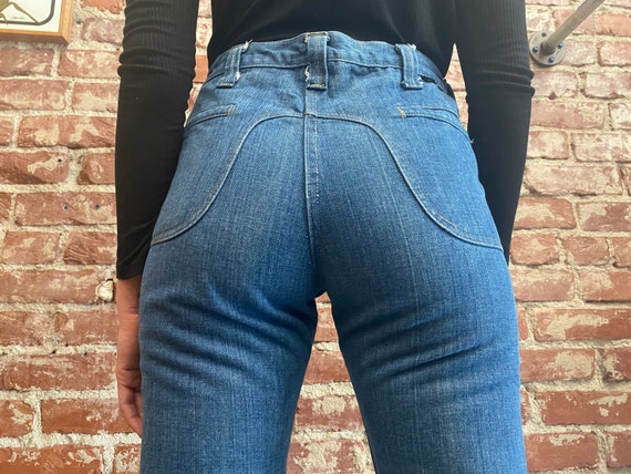 70s Lee Denim Saddle Back Denim Flared Jeans