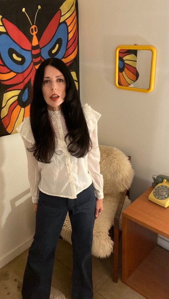 70s Gunne Sax White Cotton Victorian Blouse