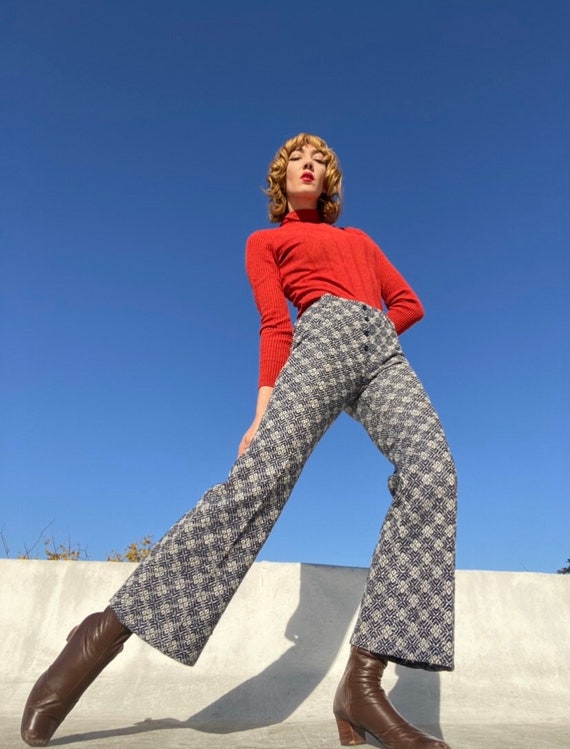 70s Tapestry Flared Mod Slacks by Bobbie Brooks