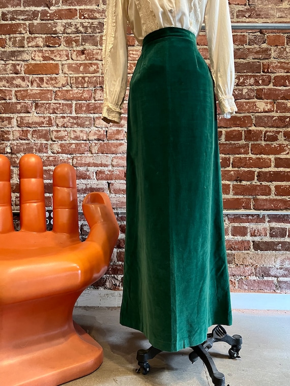 70s 100% Cotton Velvet Long Maxi Skirt - image 2