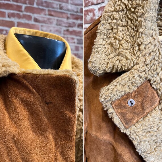 Mens 70s Caramel Suede and Shearling Sherpa Coat - image 8