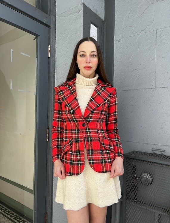 70s Red Plaid Blazer - image 2