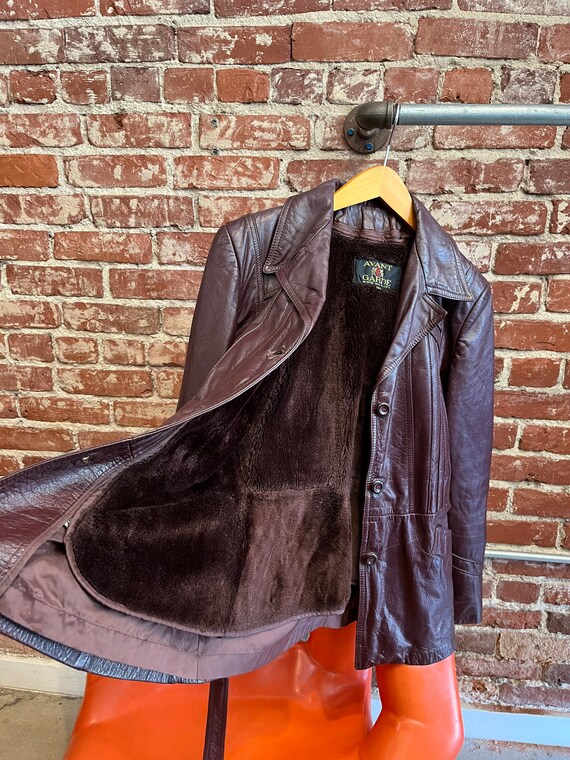 70s Oxblood Leather Belted Jacket with Removable … - image 8
