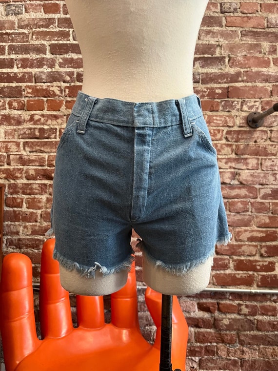 70s Sky Blue Denim Cut Off Shorts - image 9