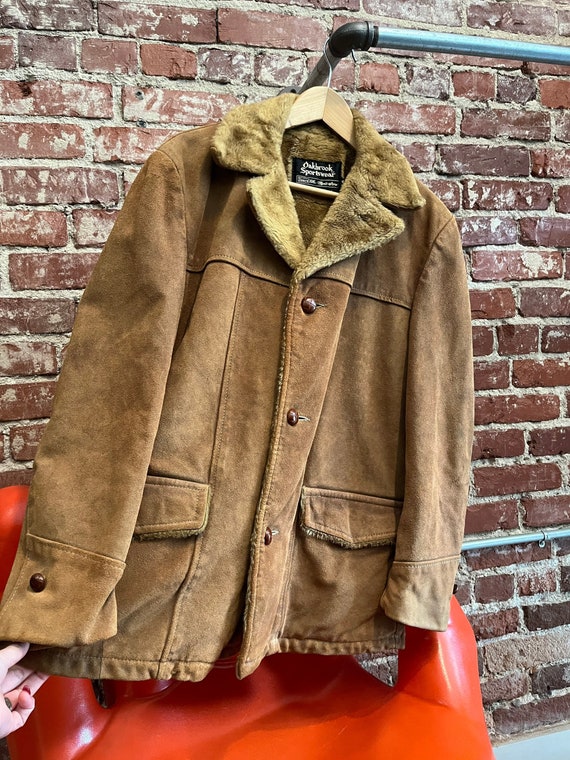 Mens 70s Suede Sherpa Jacket 42 Chest 