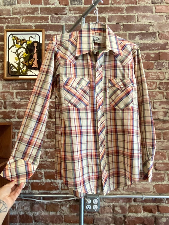 Mens 70s Deadstock Snap Button Western Shirt