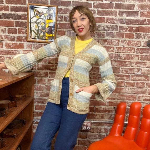 70s Space Dyed Acrylic Cardigan Sweater
