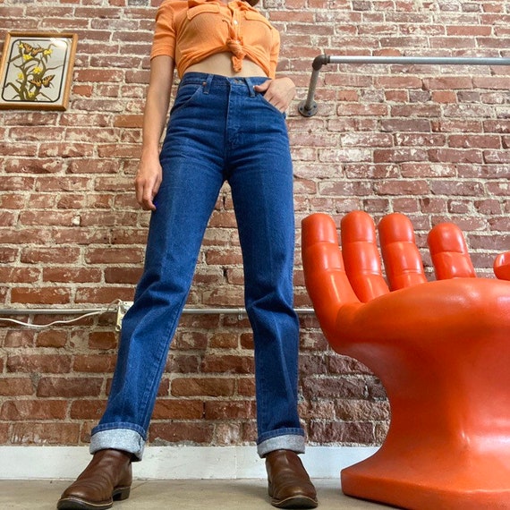70s High Waisted Dark Wash Straight Leg Denim Wran
