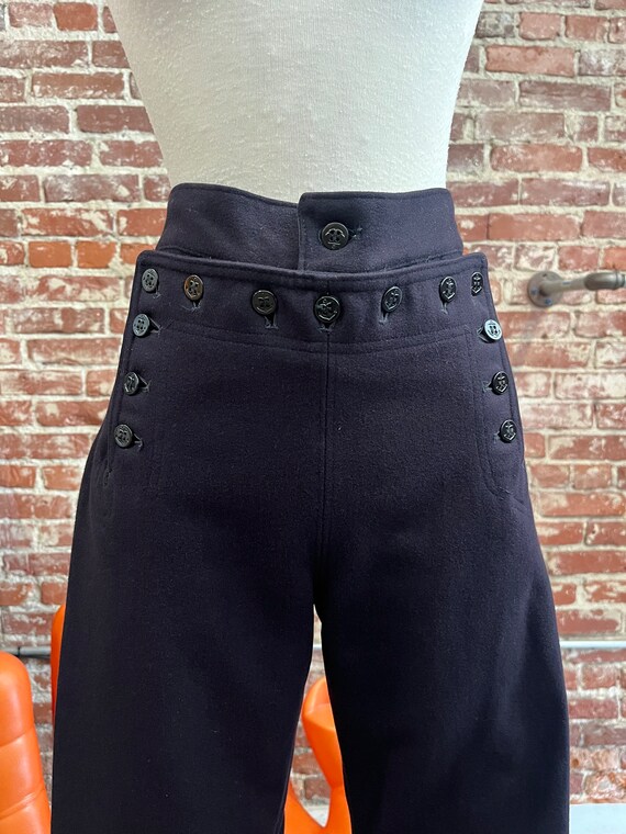 70s Ultra High Waist Wool Midnight Blue Nautical … - image 8