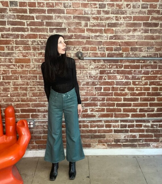 70s Toughskins Green Flared Jeans | Etsy