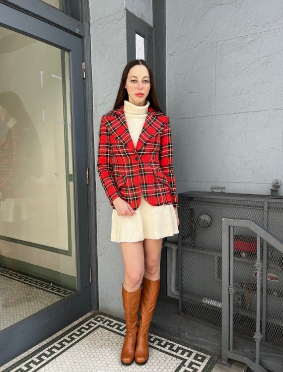 70s Red Plaid Blazer