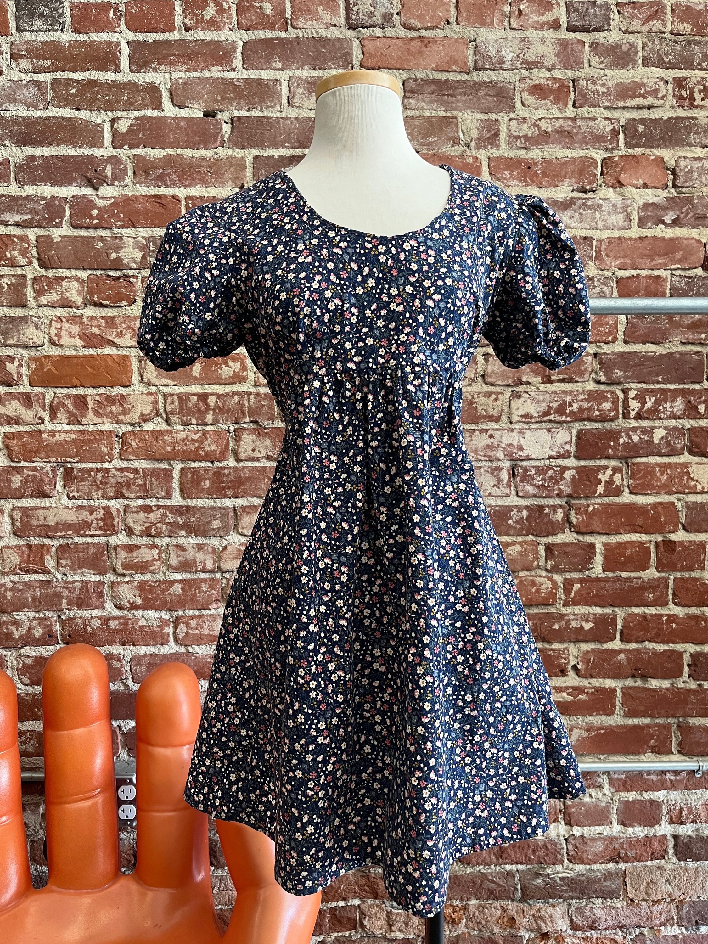 70s Cotton Puff Sleeve Mini Dress