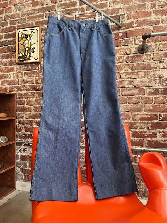 Mens ‘70s Permanent Press Strait Leg Jeans, 30.5”… - image 1