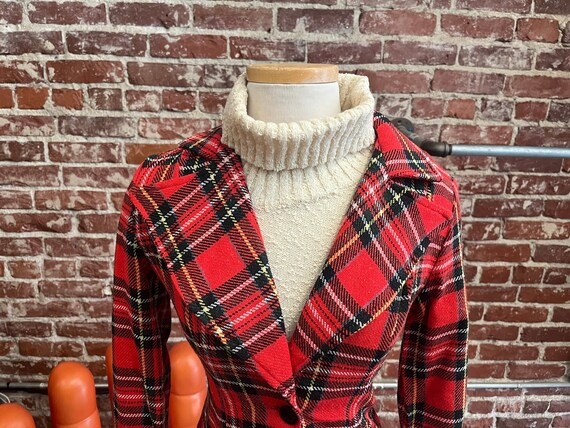 70s Red Plaid Blazer - image 6