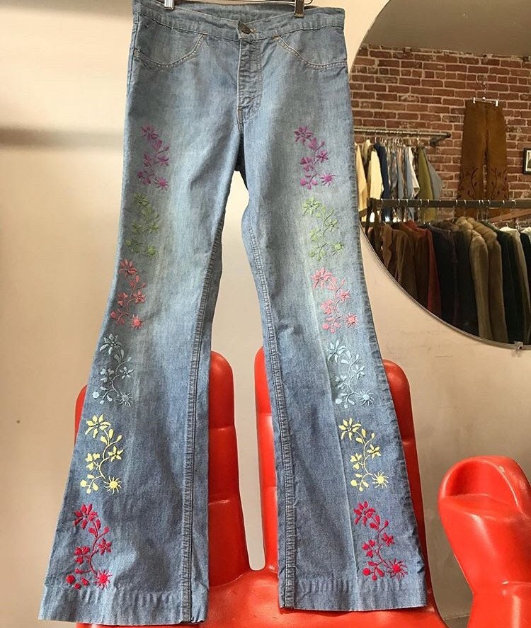 vintage embroidered jeans