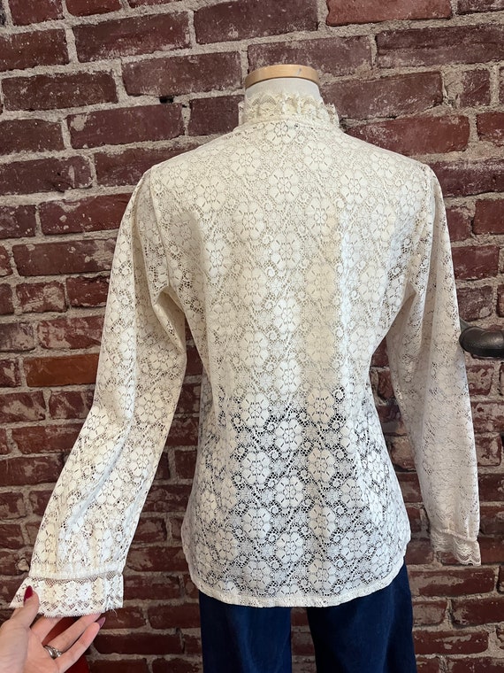Chemisier Vintage En Dentelle Ivoire - Taille S - Occasion Très Bon état - Style Romantique & Délicat