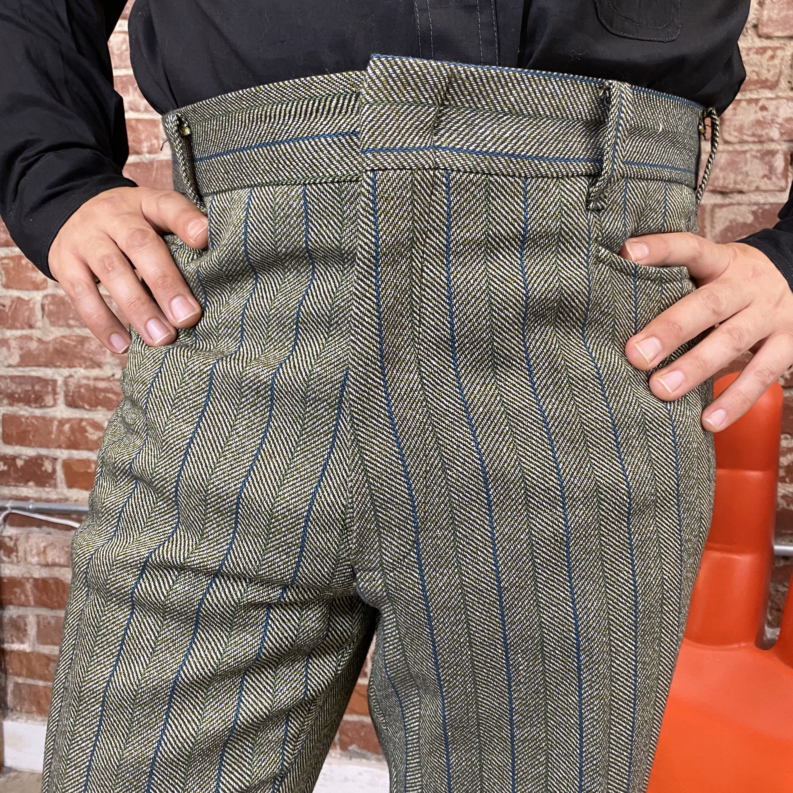 70s Mens Mod Striped Flares Pants 36” Waist by 31.4” Inseam