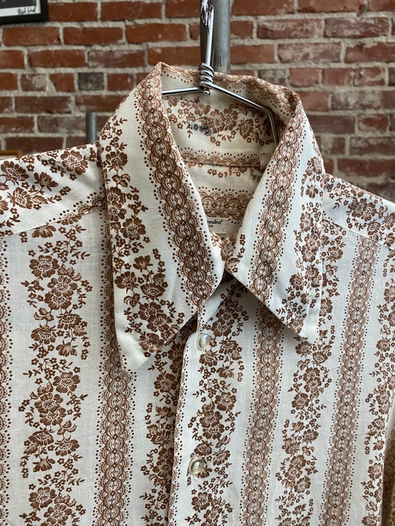 70s Men’s Psychedelic Poet Sleeve Dagger Collar Sh