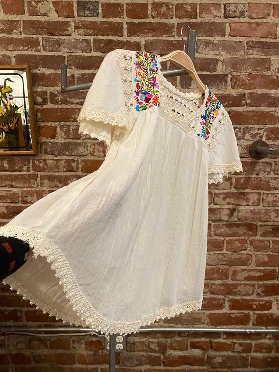 60s Gauze Cotton Crochet Lace Embroidered Peasant