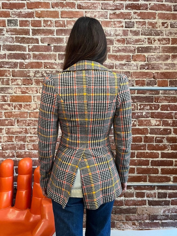 70s Ultra Mod Houndstooth Puff Sleeve Blazer - image 4