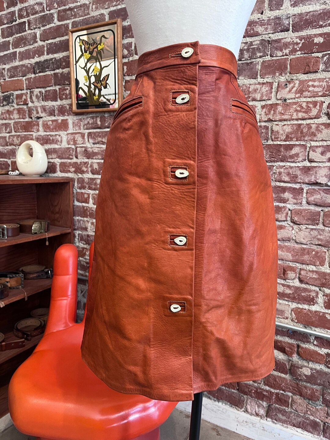 Orange Leather Skirt main image 0