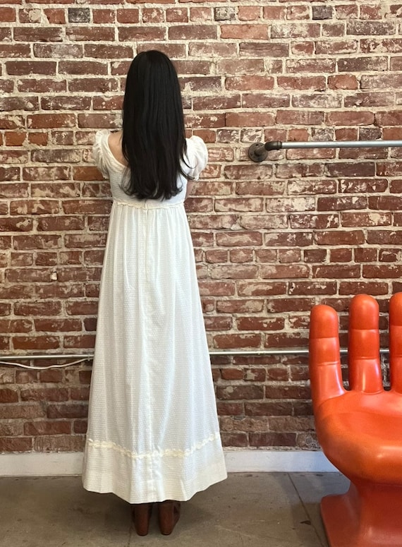 70s Swiss Dot Puff Sleeve Gown - image 4