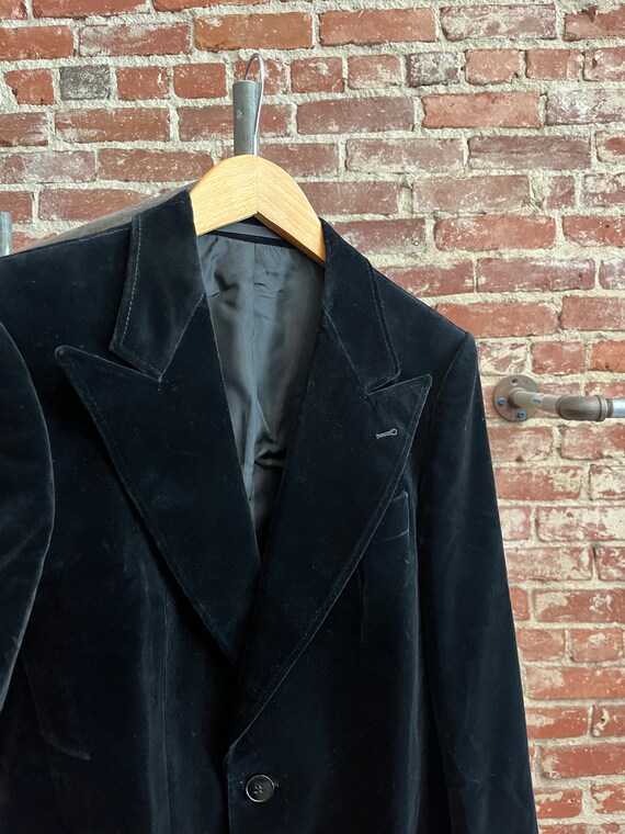 Mens 70s Black Cotton Velvet Two Piece Suit Made … - image 3