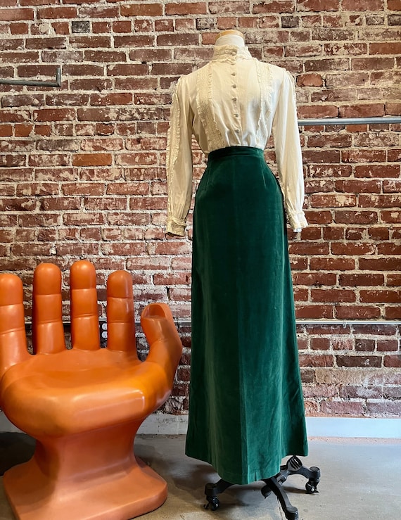 70s 100% Cotton Velvet Long Maxi Skirt