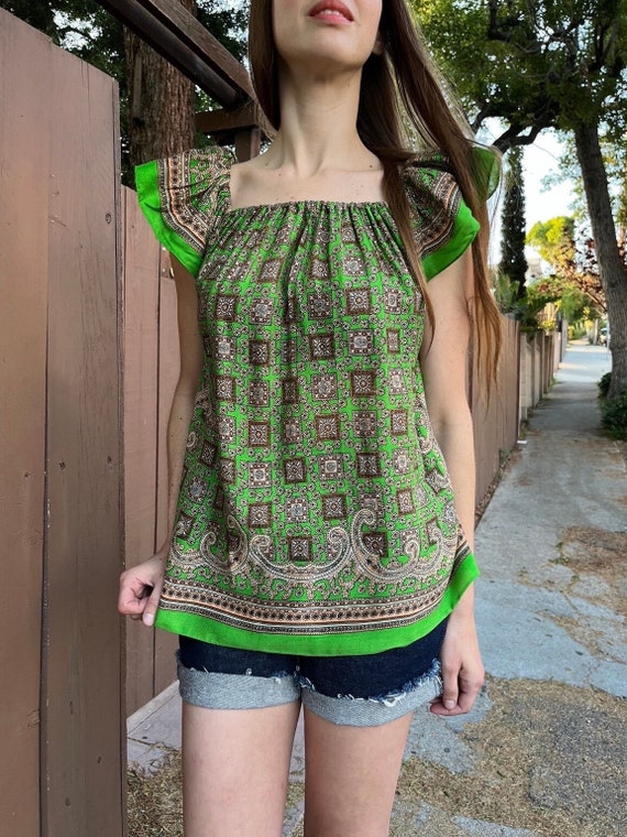 70s Bohemian Blouse Made in Japan - image 3