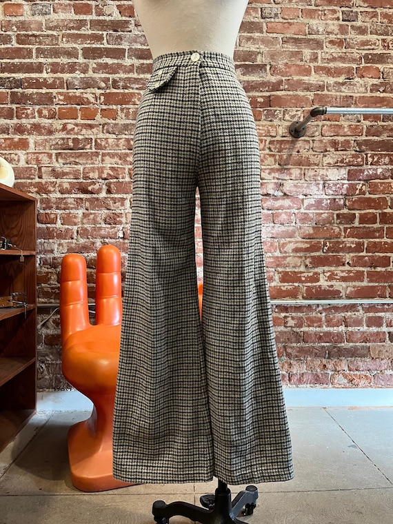 70s Ultra High Waist Houndstooth Flared Pants