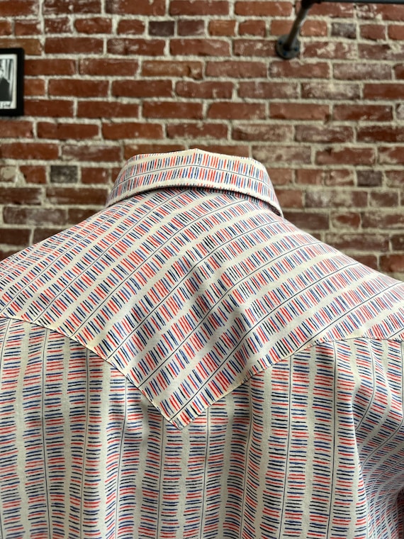 Mens 70s Pearl Snap Button Pop Art Western Shirt - Gem