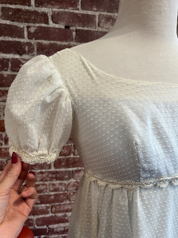 70s Swiss Dot Puff Sleeve Gown - image 7
