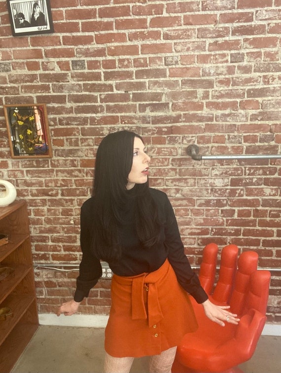 70s Ultra Mod Black Turtleneck Top