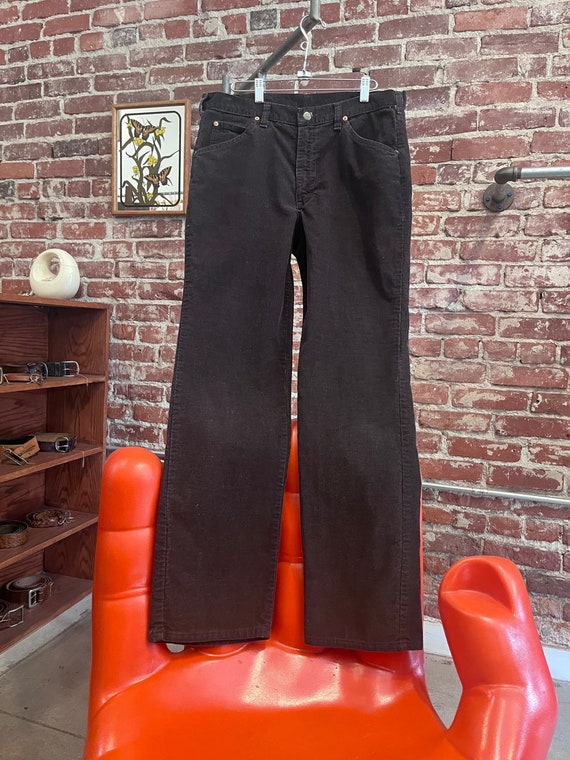 Mens 70s Lee Espresso Corduroy Straight Leg Jeans