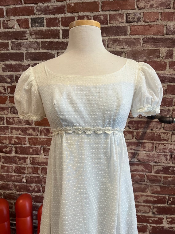70s Swiss Dot Puff Sleeve Gown - image 6