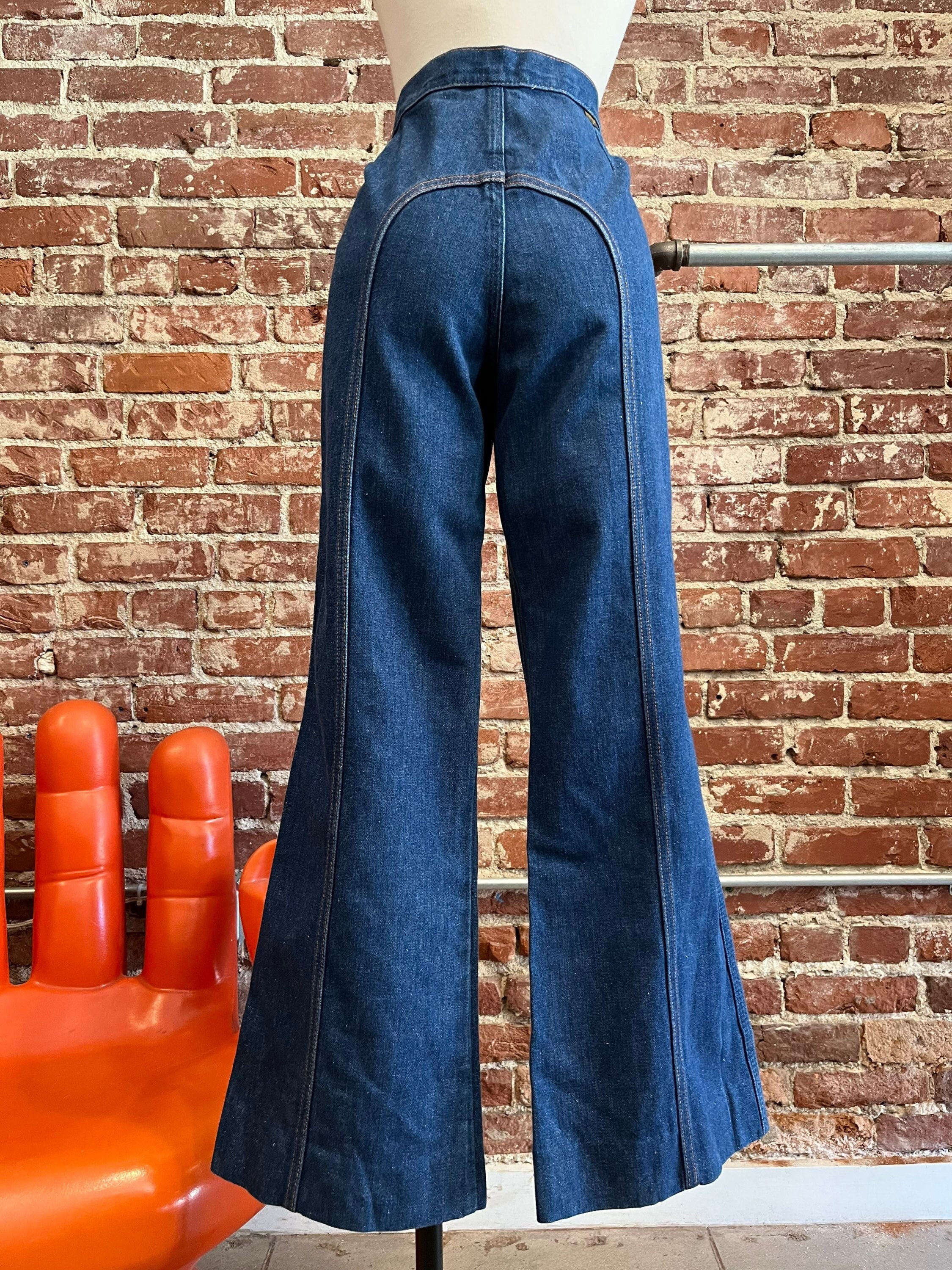 Wrangler 70s Saddleback Ultra High Waist Dark Denim Jeans With - Etsy