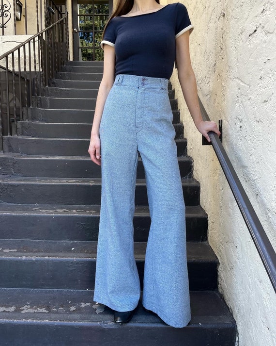 70s Ultra High Waist Wide Leg Flared Pants - image 2