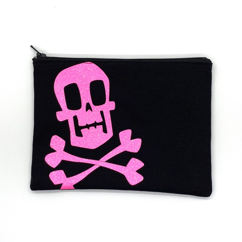 5 x 7 cotton canvas zipper pouch Skull and Bones