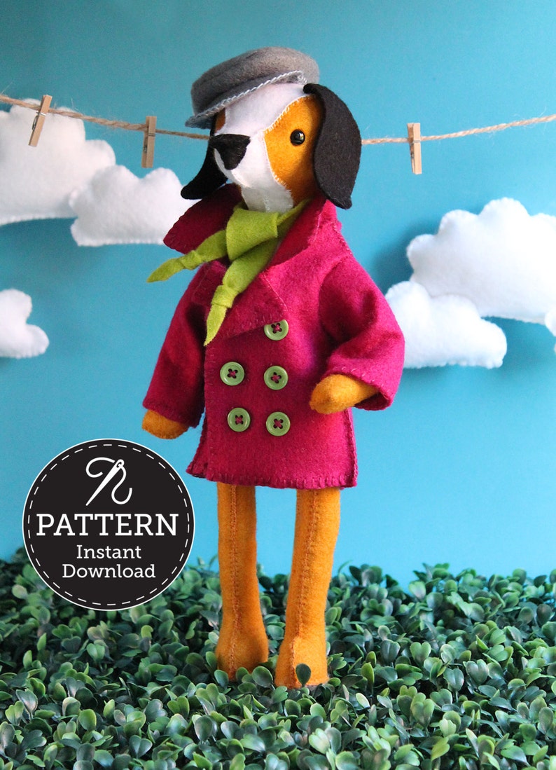 Basil Dog PDF Pattern. Felt Plush Toy Pattern Felt Animal Etsy