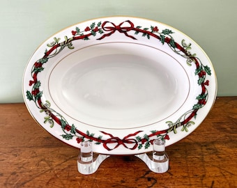 Royal Worcester “Holly Ribbons” Oval Serving Bowls, England, Sold Individually