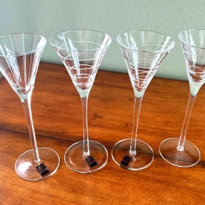 Roscher and Co Liqour Etched Glasses, Set of 4