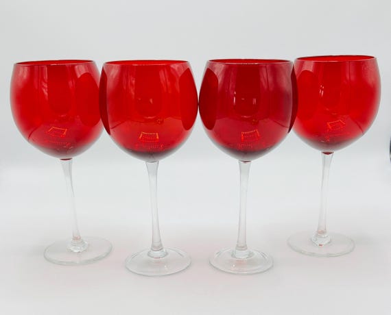 Tilly Red Wine Goblets by Crate and Barrel, Set of 4