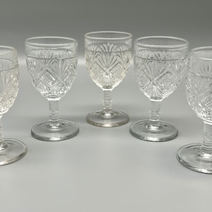 Pressed Clear Stem Glass Cordial/Aperifit, Set of 5