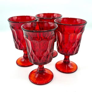 Ruby Perspective Water Goblets by Noritake, Set of 4