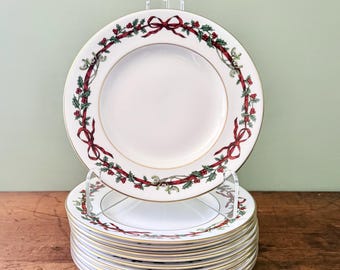 Royal Worcesters “Holly Ribbons” 8” Salad/Dessert Plates, England, Sold Individually